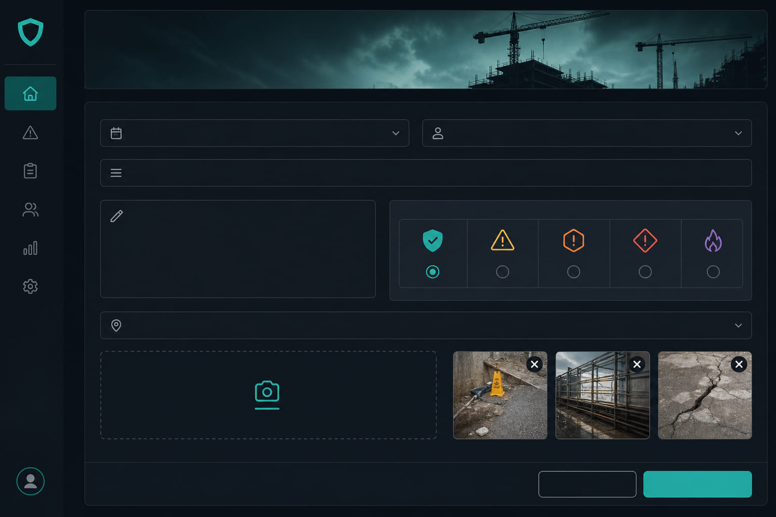 Creating an incident report with photo and severity selection