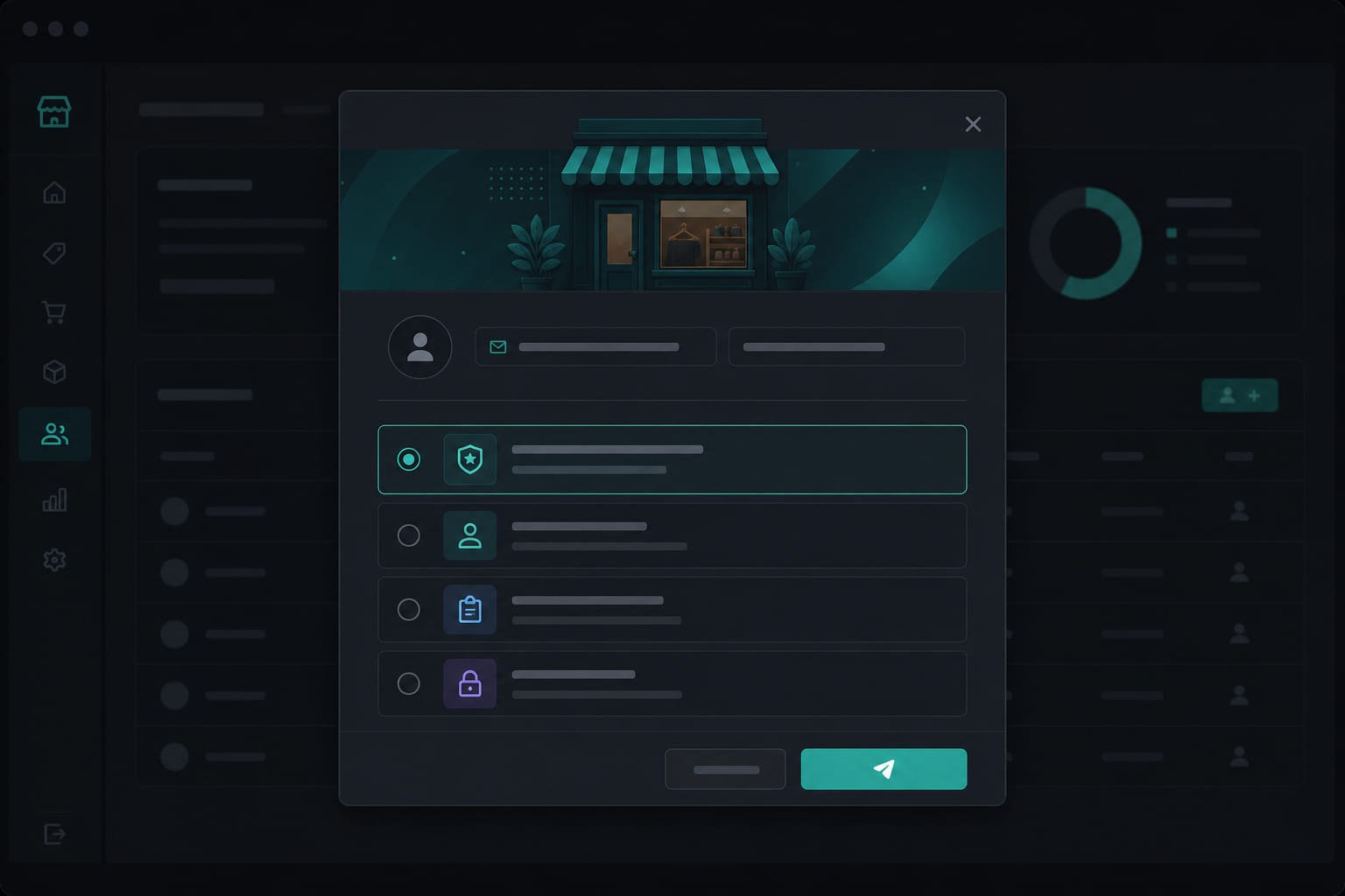 Sending a team invite with manager role and location access
