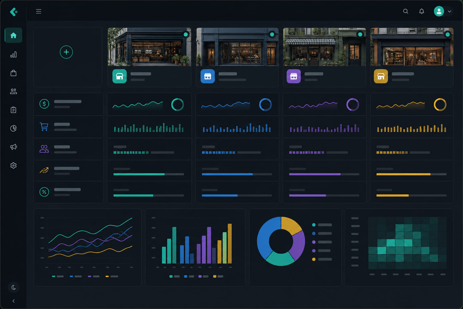 Multi-location overview with per-store task and shift metrics
