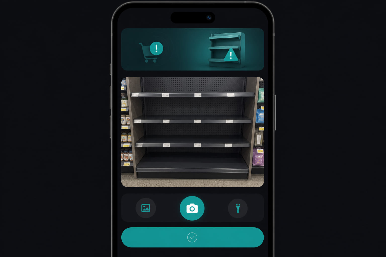 Employee reporting a stock-out with quantity and photo on mobile